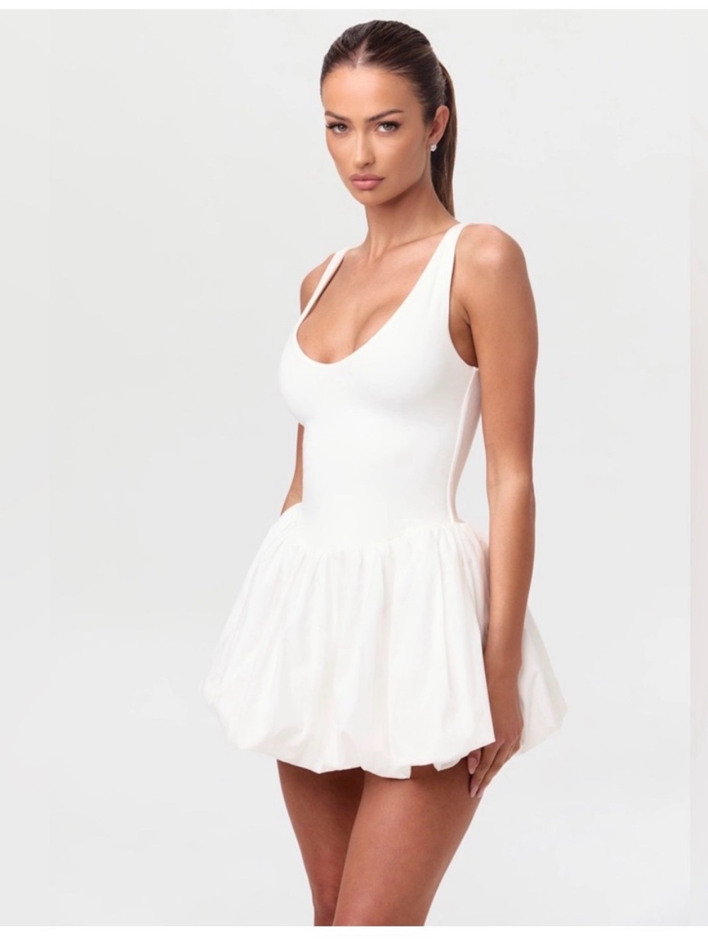 naked wardrobe White Crewneck Top with Black Label